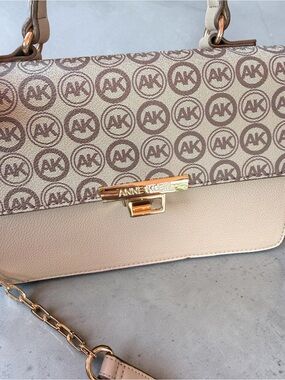 🌟NWOT Anne Klein Beige and Brown AK Logo Crossbody Bag